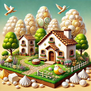 Fantasy Cottage with Birds