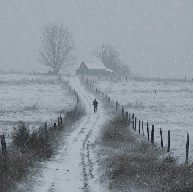 Winter Walk Country Road