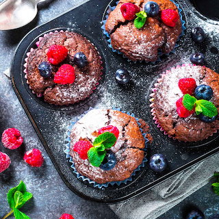 Chocolate Lava Cakes with Berries