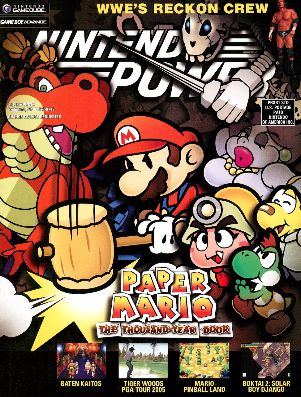 Nintendo Power magazine cover showing Paper Mario The Thousand-Year Door with Mario, Bowser, and Yoshi