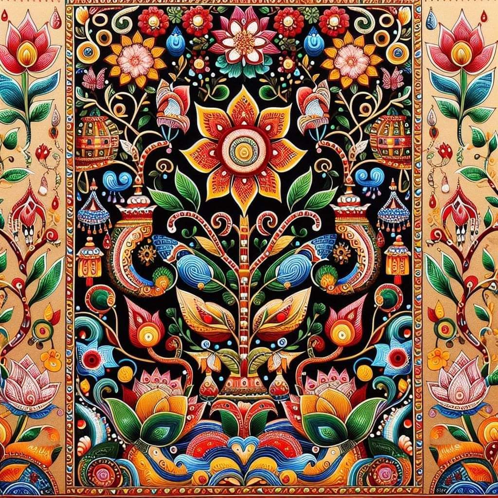 Floral Bird Folk Art