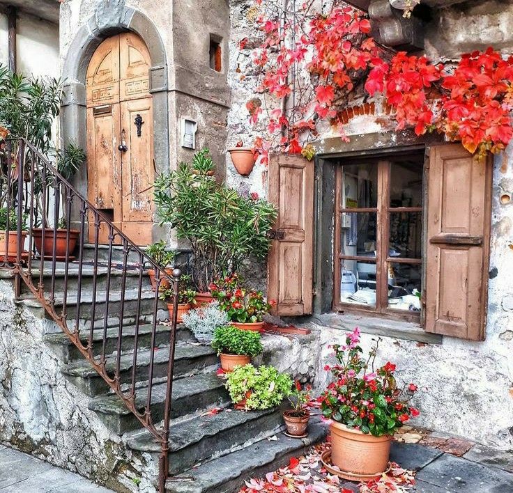 European Village Courtyard Autumn