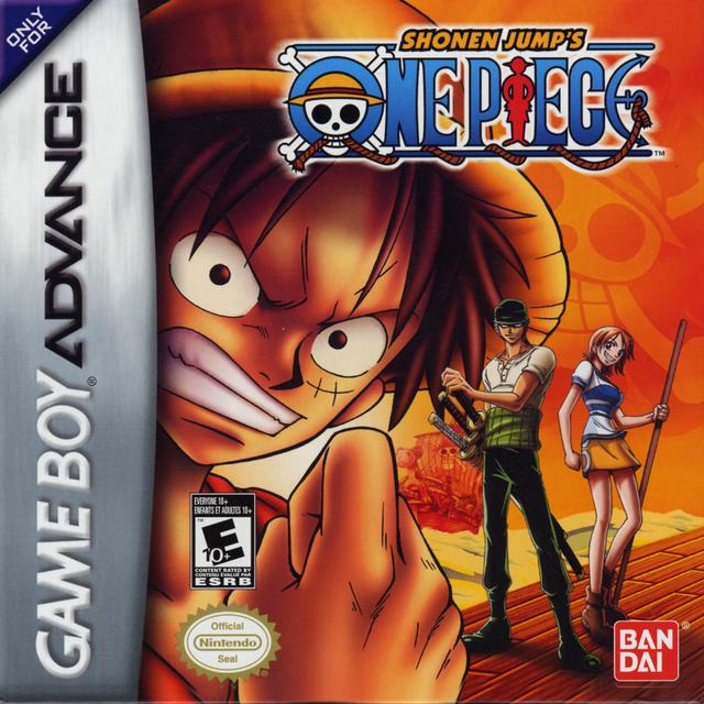 One Piece video game cover art showing anime character Luffy smiling with straw hat and two other crew members