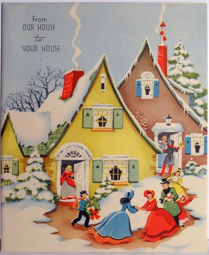Vintage Christmas Card Scene