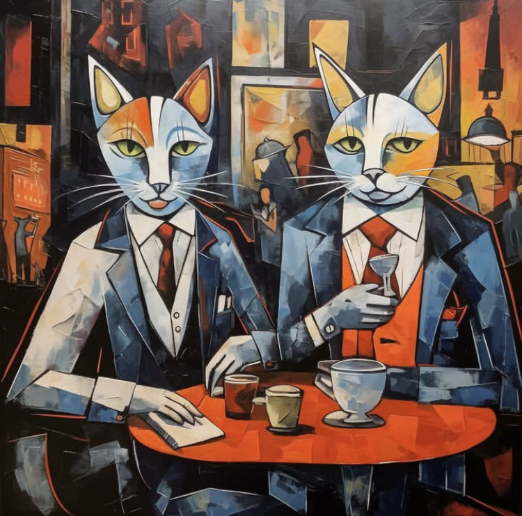 Business Cats at Cafe