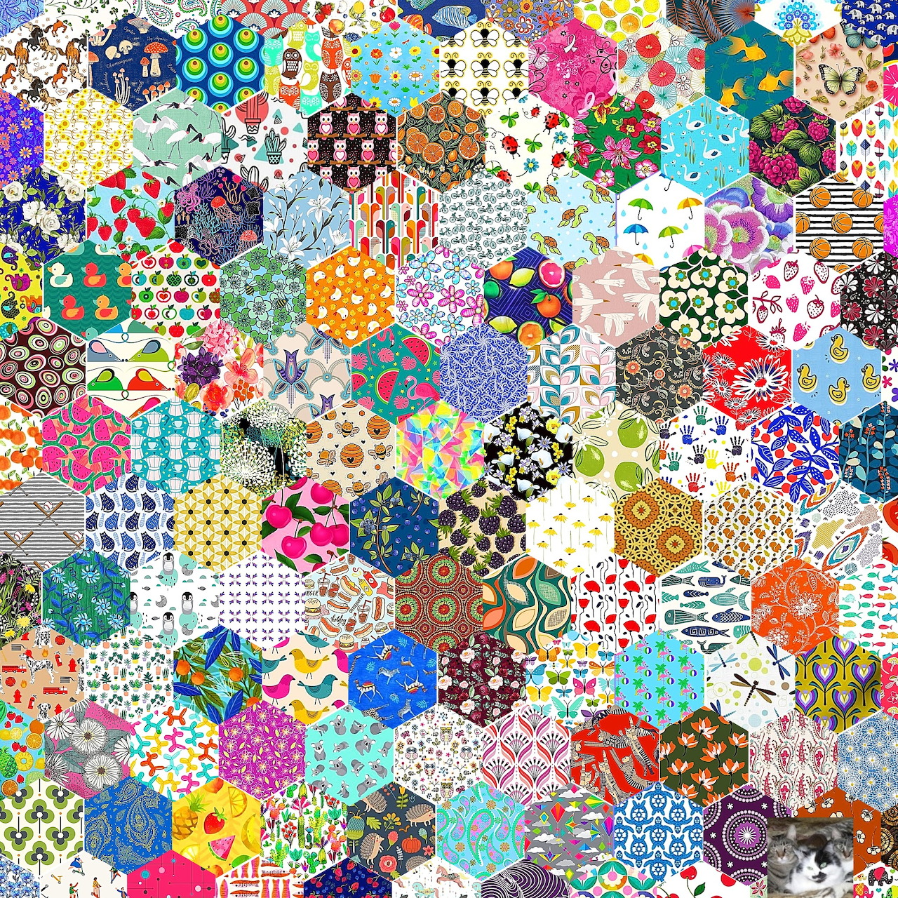 Colorful Hexagonal Patchwork Quilt