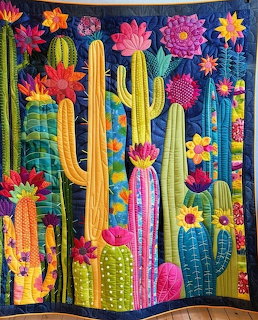 Colorful Cactus Quilt Wall Hanging