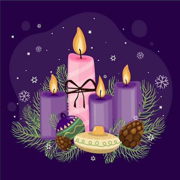 Purple Advent Candles Illustration