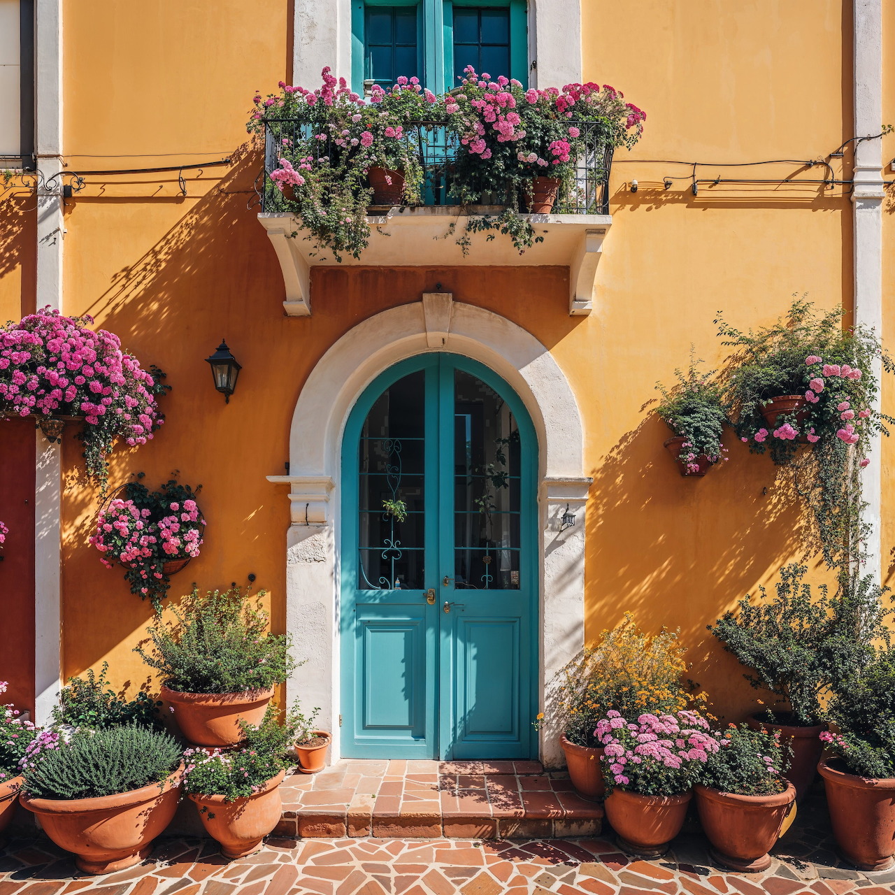 Mediterranean Doorway with Flowers