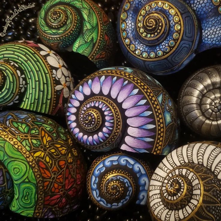 Painted Spiral Pebbles