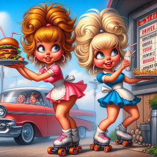 Retro Diner Car Hop Waitresses
