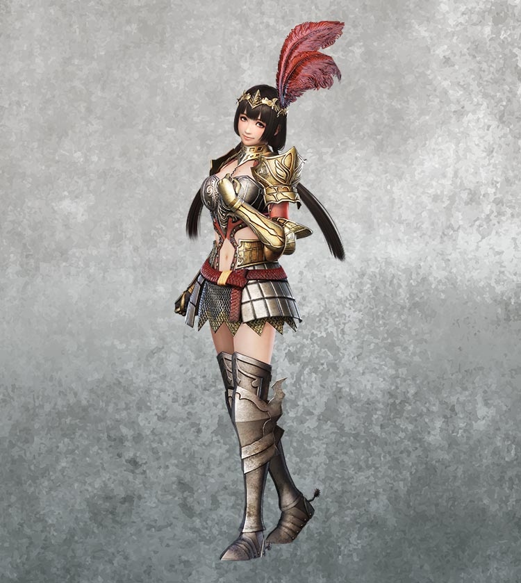 Naotora Ii depicted as a Greek goddess in white and gold robes