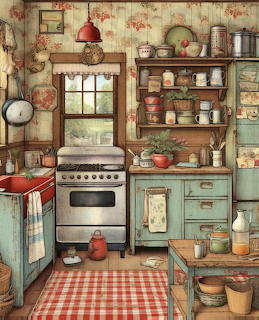 Vintage Country Kitchen with Stove