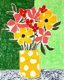 Colorful Flowers in Polka Dot Vase