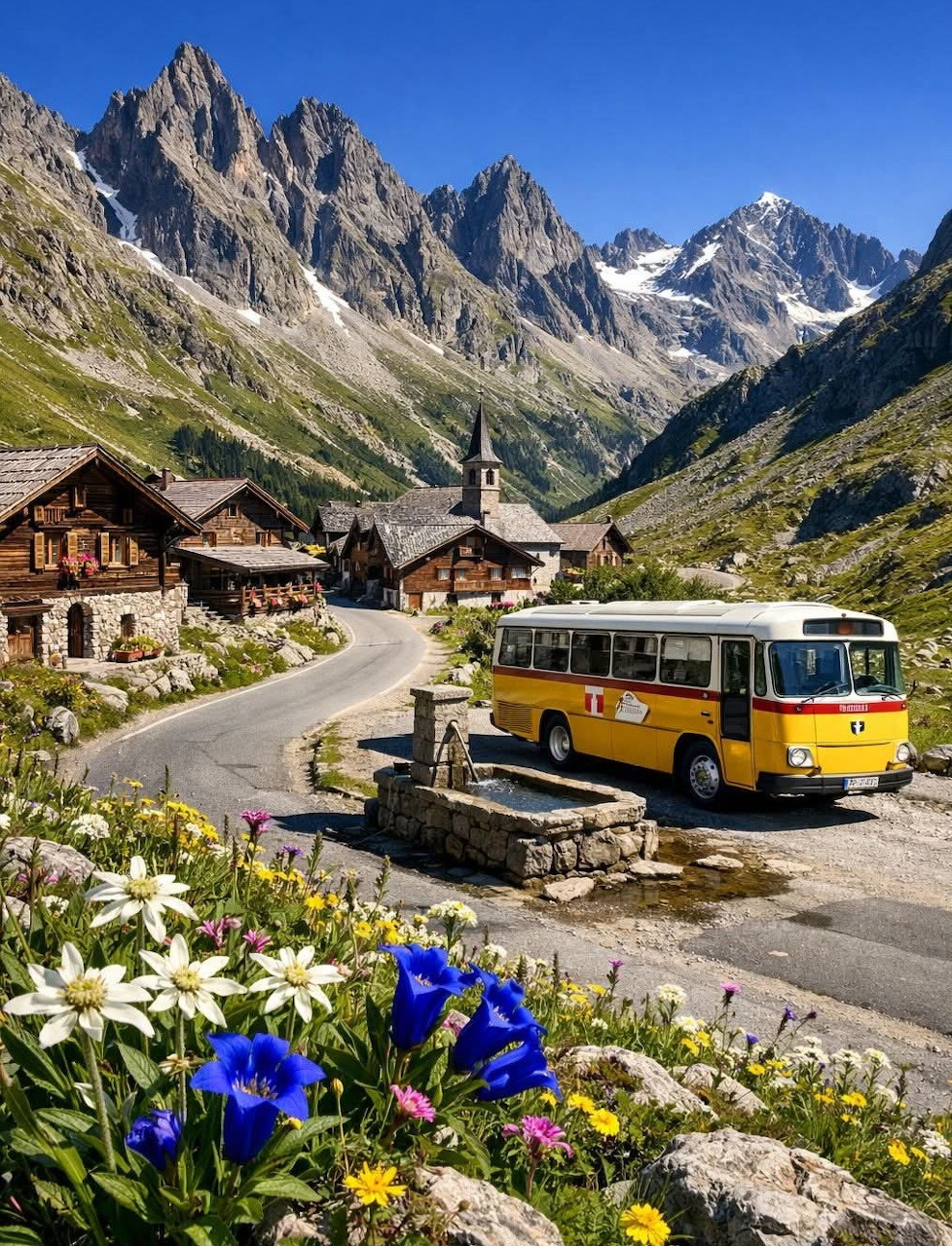 Swiss Alpine Village Valley