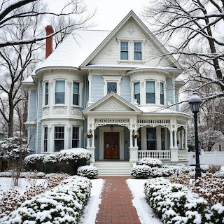 Victorian House Winter Scene