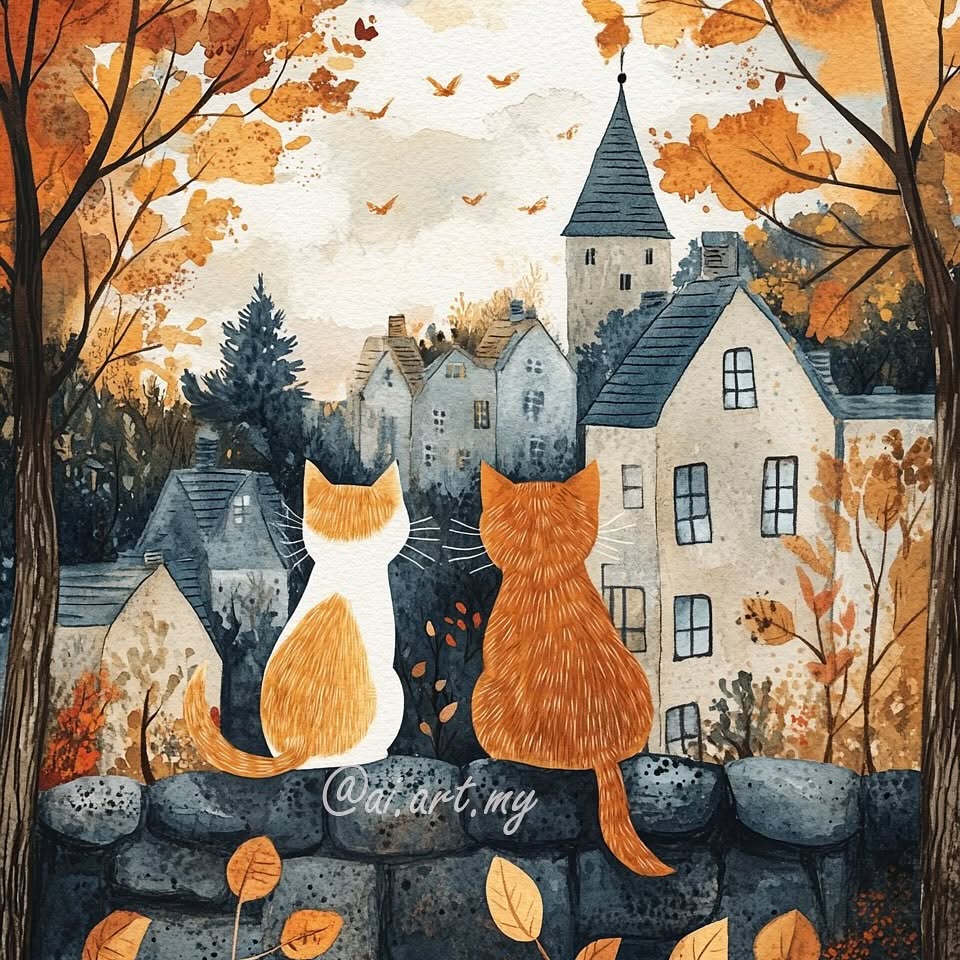 Three Cats Autumn Village