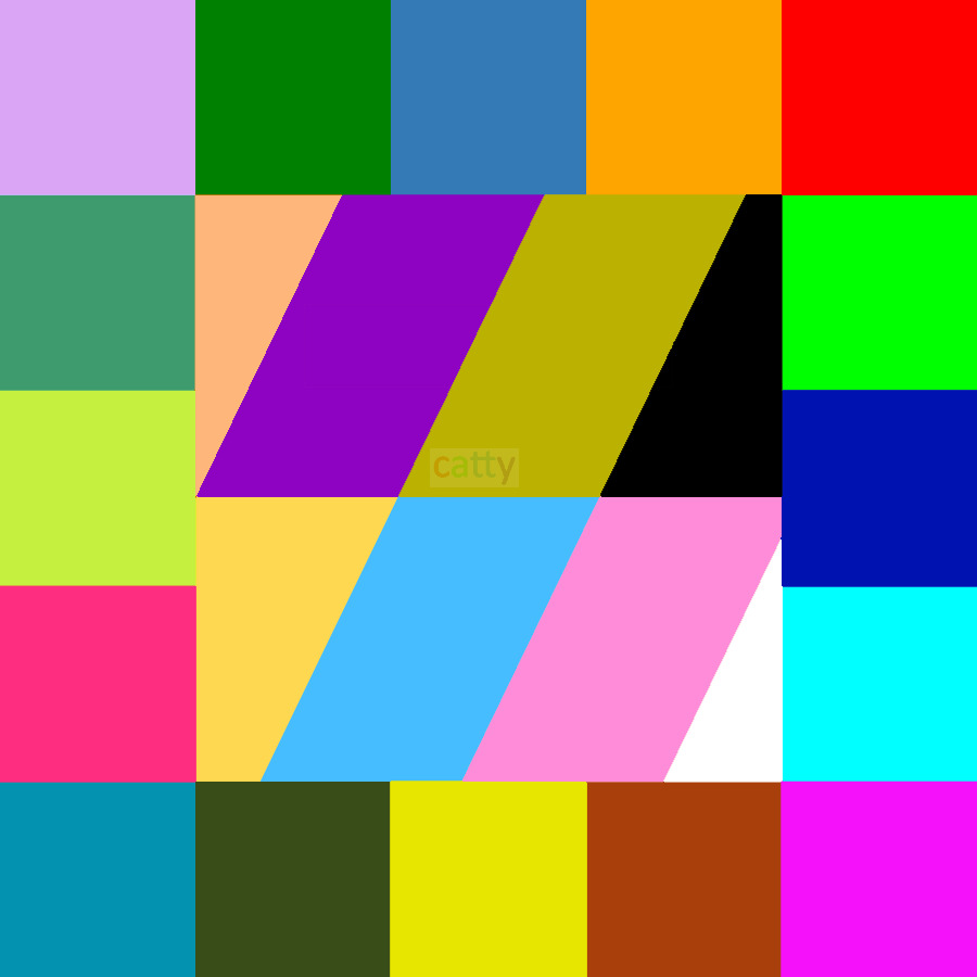 Grid of colorful geometric blocks and diagonal stripes in various bright colors