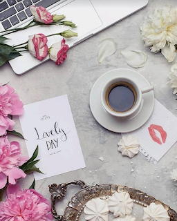 Coffee and Flowers Flatlay