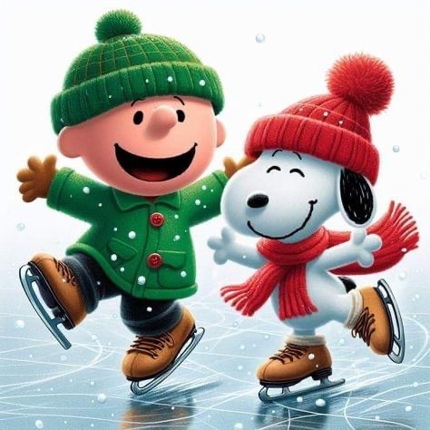 Charlie Brown and Snoopy Ice Skating