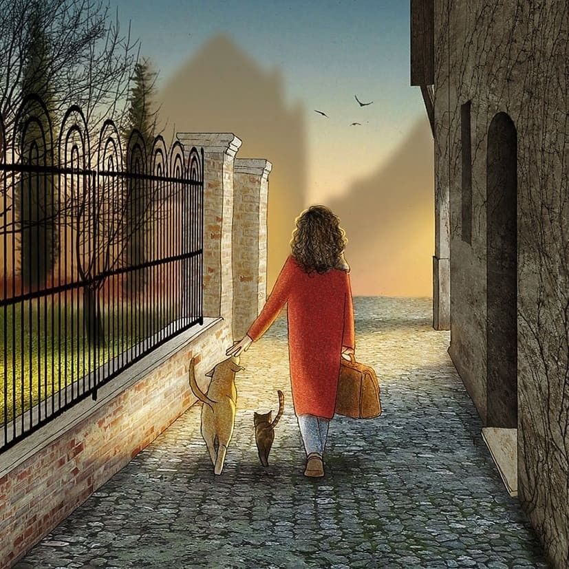Woman Walking Alley