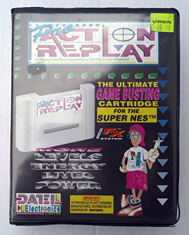 Pro Action Replay SNES cartridge and product box