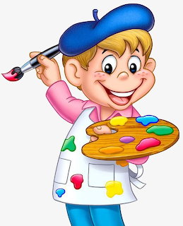 Cartoon Boy Artist Painting