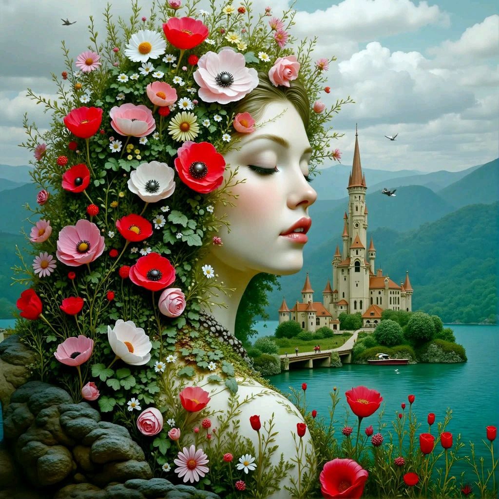 Fantasy Floral Woman Landscape