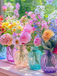 Flowers in Glass Vases