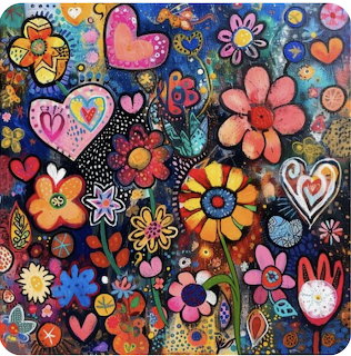 Colorful Flowers and Hearts