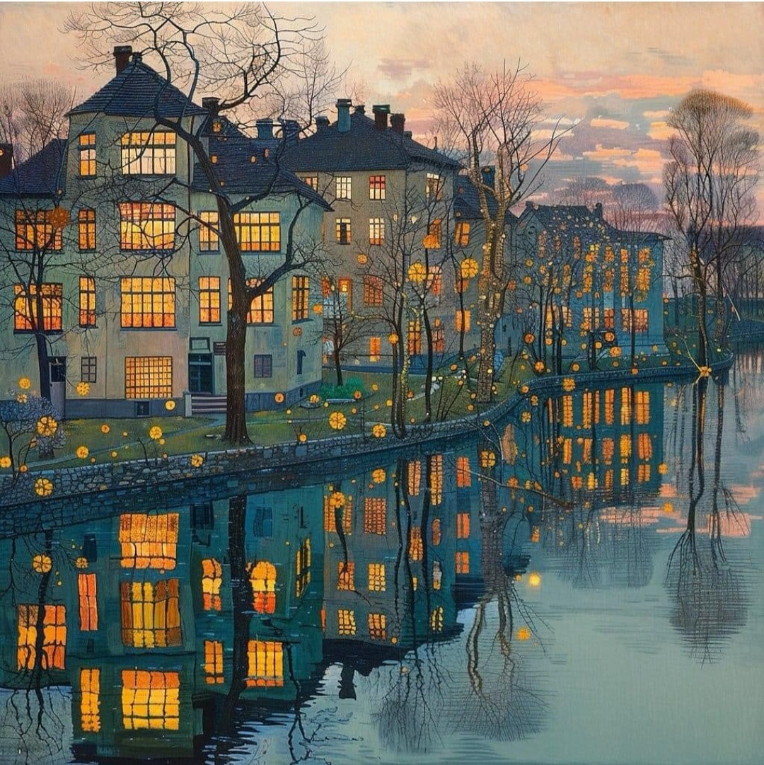Canal Houses at Dusk