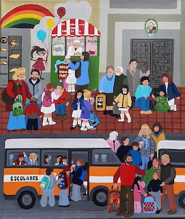Street Scene School Bus Art