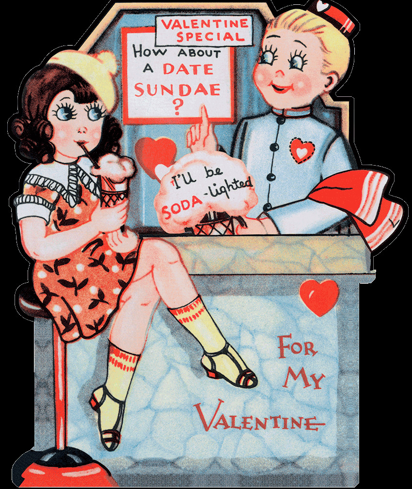 Vintage Valentine card with hearts and floral decorations