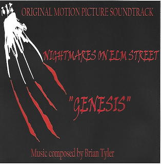 Black soundtrack cover with red claw marks and Nightmares on Elm Street Genesis text