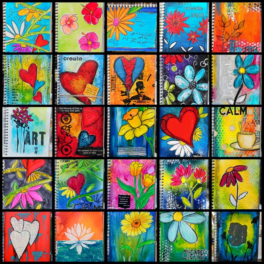 Colorful Floral Art Grid Collage