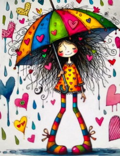 Girl with Colorful Umbrella