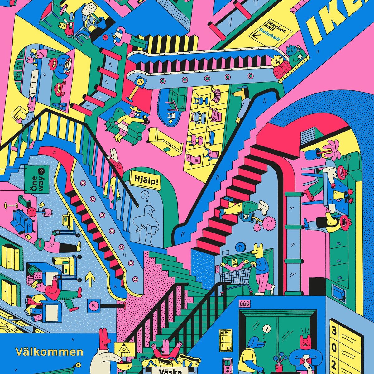 Colorful Abstract Stairway Illustration