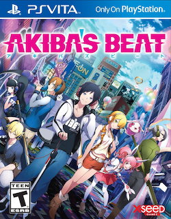 PS Vita Akiba's Beat cover art with several anime characters in a colorful urban action scene