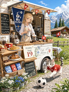 Alpine Cafe Cart with Cats