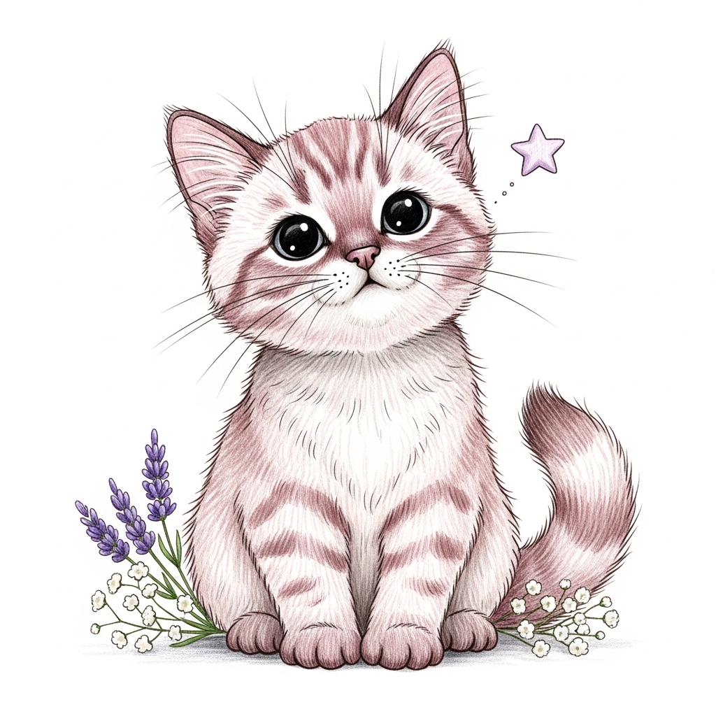 Cute Kitten with Lavender