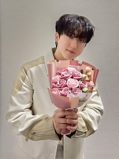 Changbin with Pink Roses