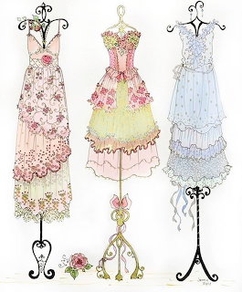 Vintage Dress Mannequins Illustration