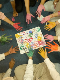 Colorful Painted Hands Friendship
