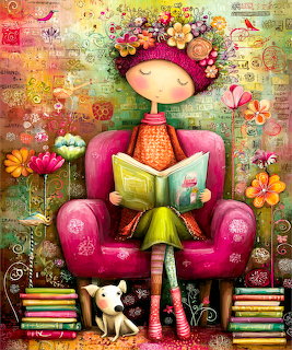Girl Reading with Puppy