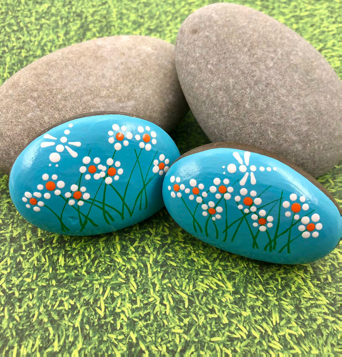 Painted Flower Stones