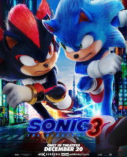 Sonic and Shadow the Hedgehog characters racing through a nighttime city with bright light effects