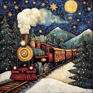 Christmas Nordic Folk Art Train