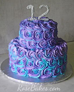 Purple Rosette Birthday Cake
