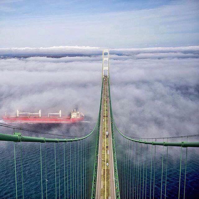 Mackinac Bridge Above Clouds