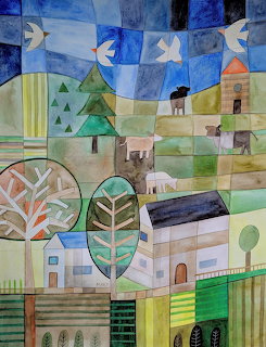 Folk Art Village Landscape